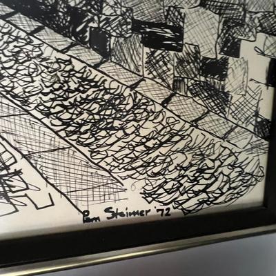 Original Pen & Ink Framed Art Drawing