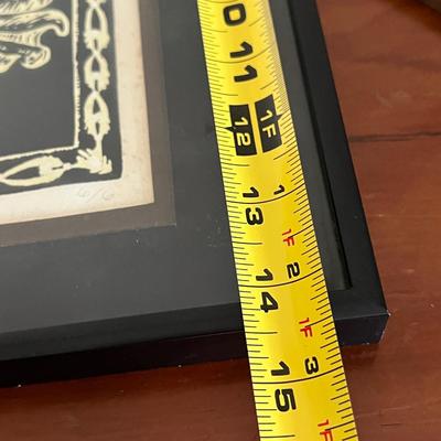 Framed Block Print w Original Wood Carved Block