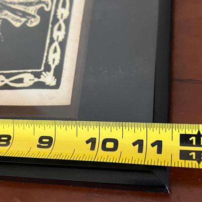 Framed Block Print w Original Wood Carved Block