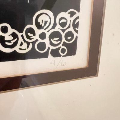 Framed Artwork Lot - 2 Pen & Ink, 1 Block Print