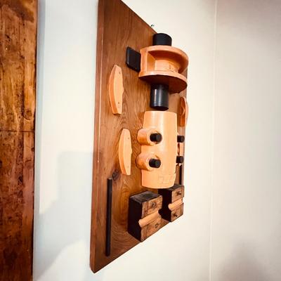 Pair of Vintage Original Industrial Artwork Hanging Sculptures