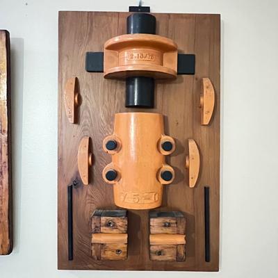 Pair of Vintage Original Industrial Artwork Hanging Sculptures