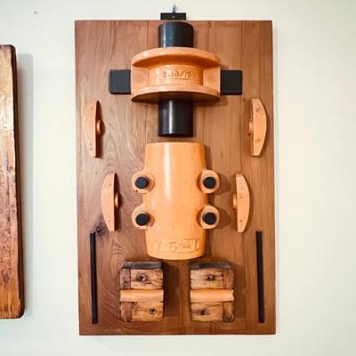Pair of Vintage Original Industrial Artwork Hanging Sculptures