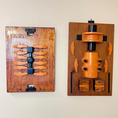 Pair of Vintage Original Industrial Artwork Hanging Sculptures