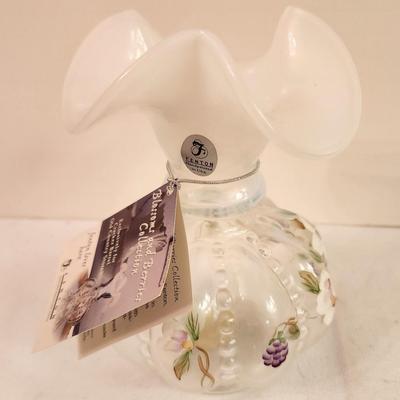 Lot #335 Fenton Art Glass Vase - Blossoms and Berries Collection