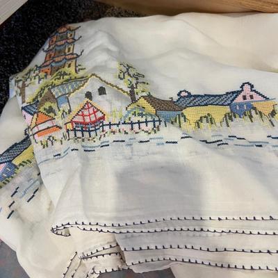 Antique Vintage Embroidered Linens Lot
