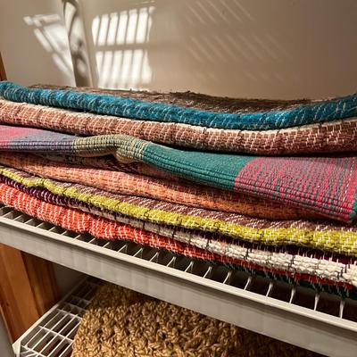 Lot of 8 Vintage Woven Rag Rugs Various Sizes