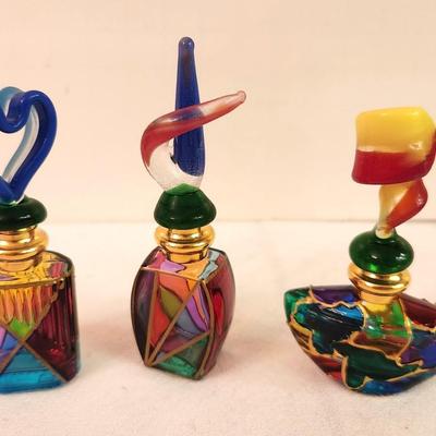 Lot #336 Lot of 3 MURANO Art Glass Perfume Bottles
