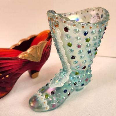 Lot #337 Lot of 3 Fenton Art Glass Shoes