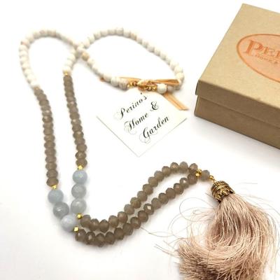 Lot #342 New Bead and Crystal Tassle Necklace - new with tags