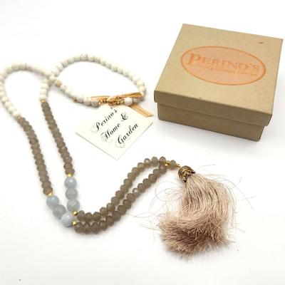 Lot #342 New Bead and Crystal Tassle Necklace - new with tags