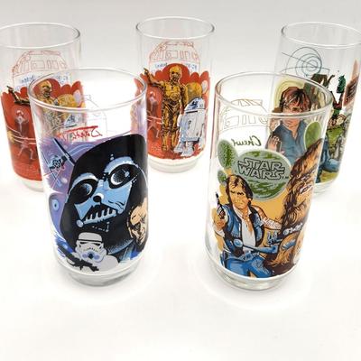 Lot #343 Lot of 5 Vintage Burger King Star Wars Glasses