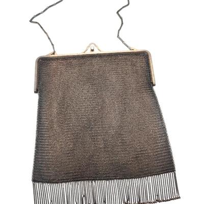 Lot #345 Antique Sterling Silver Mesh Bag - Flapper era