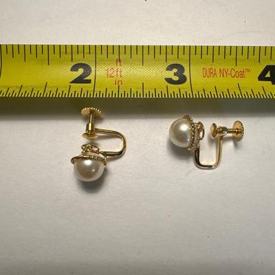 14k real pearl earrings