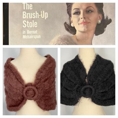 2 Vintage Mohair Stoles w Box