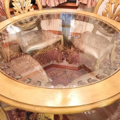 Lot #356 Ashley Furniture Hollywood Regency Style Dining Table - 4 Chairs