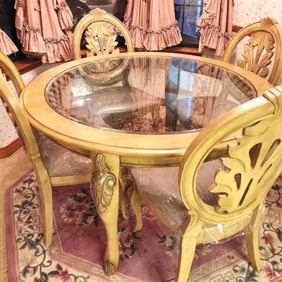 Lot #356 Ashley Furniture Hollywood Regency Style Dining Table - 4 Chairs