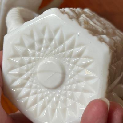 Lot 317 Antique Milk glass Cream & sugar