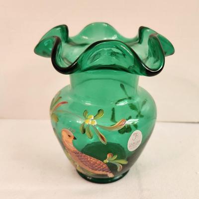 Lot #365 Fenton Art Glass Vase - Partridge