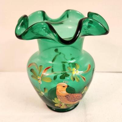 Lot #365 Fenton Art Glass Vase - Partridge