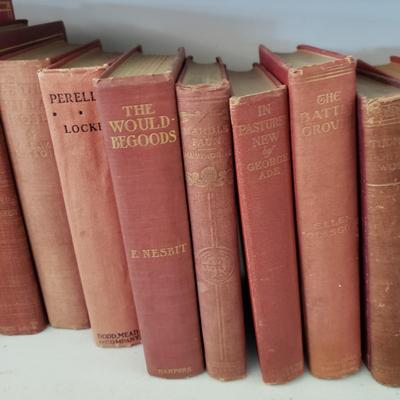 Assortment of Red Antique and Vintage Books (LR-KD)