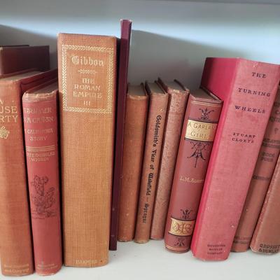 Assortment of Red Antique and Vintage Books (LR-KD)