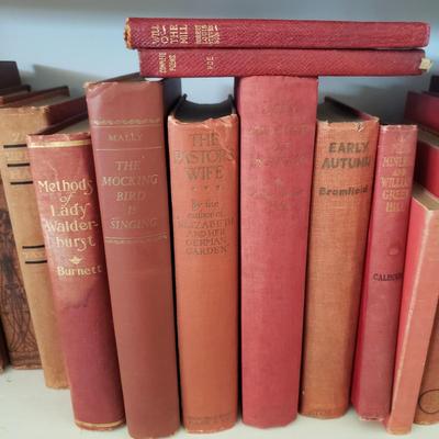 Assortment of Red Antique and Vintage Books (LR-KD)