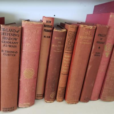 Assortment of Red Antique and Vintage Books (LR-KD)