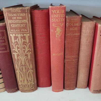 Assortment of Red Antique and Vintage Books (LR-KD)