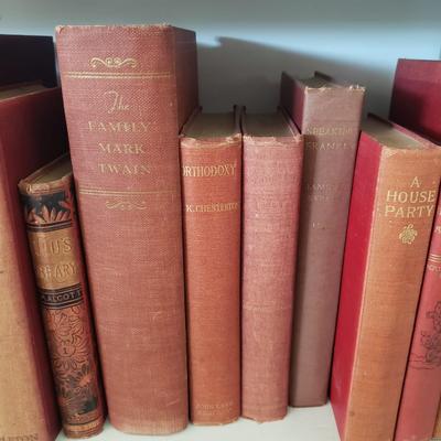 Assortment of Red Antique and Vintage Books (LR-KD)
