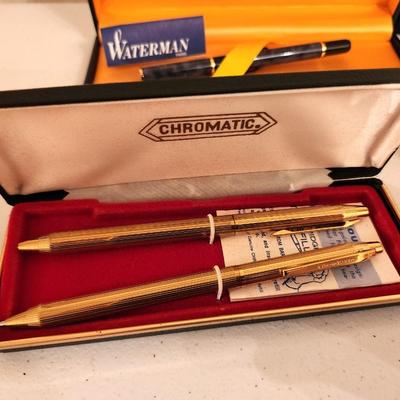 Lot #371 Pen Lot - Waterman and 2 Vintage Chromatic sets - all in boxes