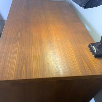 MCM Teak Desk w/ Drawer & Vintage Clamp On Lamp