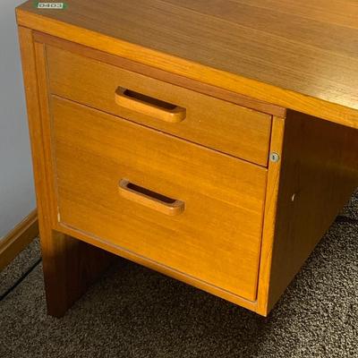 MCM Teak Desk w/ Drawer & Vintage Clamp On Lamp