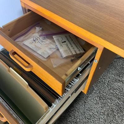 MCM Teak Desk w/ Drawer & Vintage Clamp On Lamp