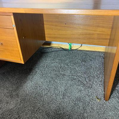 MCM Teak Desk w/ Drawer & Vintage Clamp On Lamp