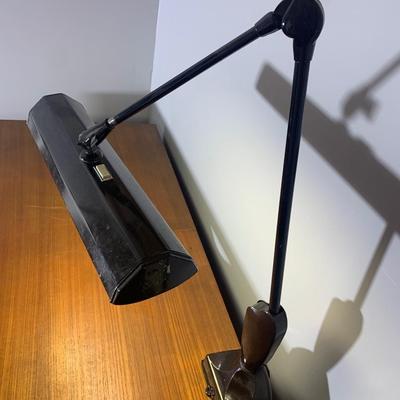 MCM Teak Desk w/ Drawer & Vintage Clamp On Lamp