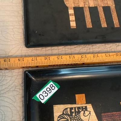Couroc Tray Lot - Houses Cats