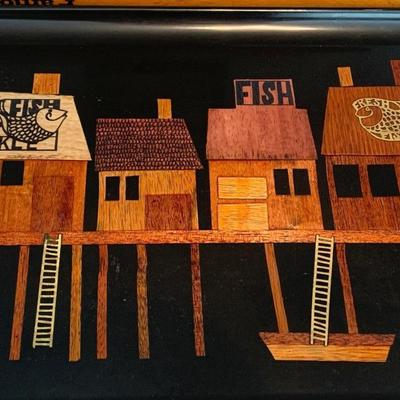 Couroc Tray Lot - Houses Cats