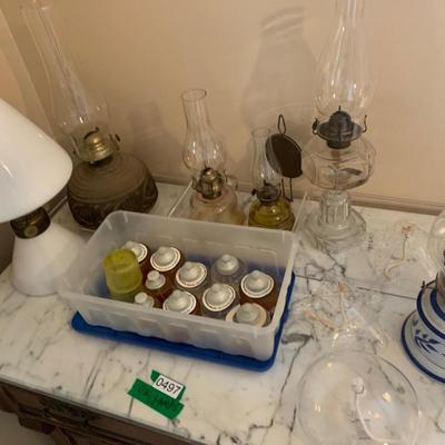 Vintage Oil Lamp Lot w/ Oil Refills