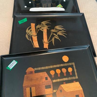 THREE Couroc Trays Lot