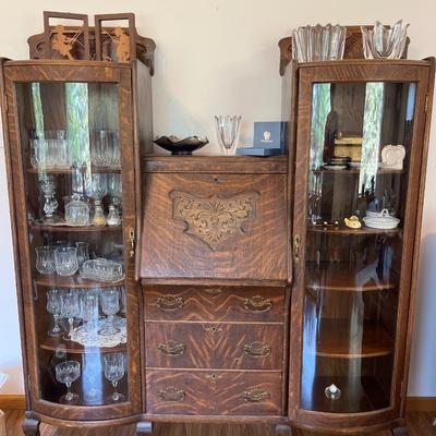 Antique double bookcase Secretary (contents not included)