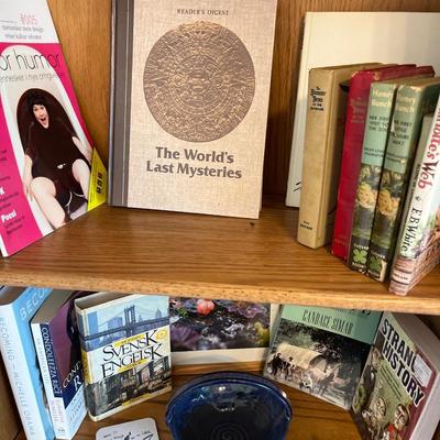 Wood bookcase with books