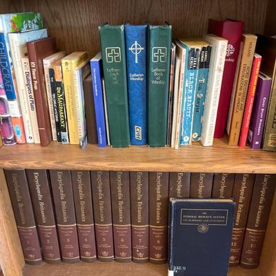 Wood bookcase with books