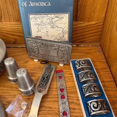 Norway pewter items & books