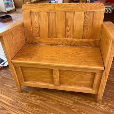 Oak storage bench
