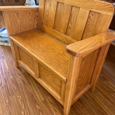 Oak storage bench