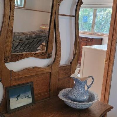 Vintage wash stand with pitcher and bowl