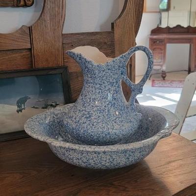 Vintage wash stand with pitcher and bowl