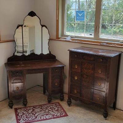 Chest of drawers and dresser with mirror