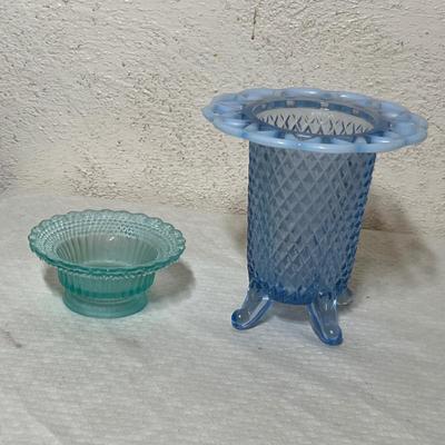 Lot 346 Opalescent Vase & nut dish